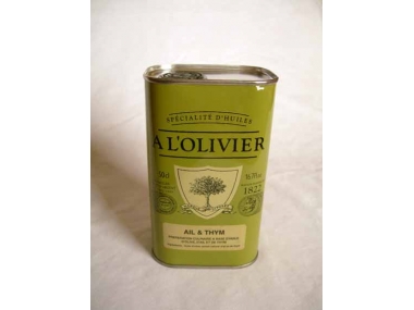 Huile d'olive arômatisée à l'ail et au thym 1/2L : Huiles